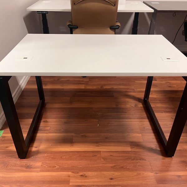 White desk with black metal deals legs